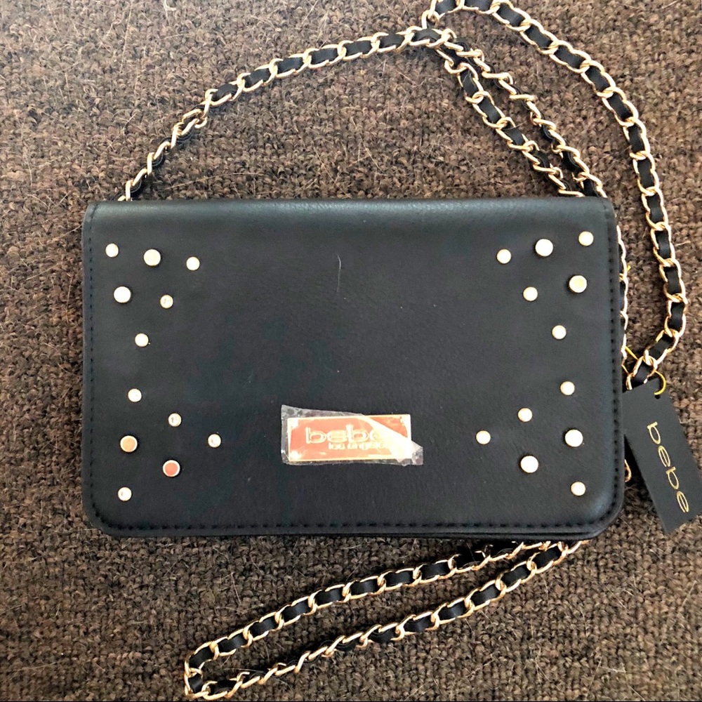 Bebe black chain strap bag